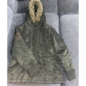 Steve Madden Coat Women Large Parka Faux Fur Trim Winter Cozy Military Utility